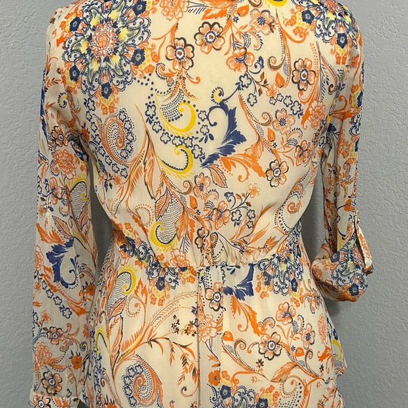 KUT from the Kloth Paisley Chiffon High Low Blouse - Picture 4 of 9